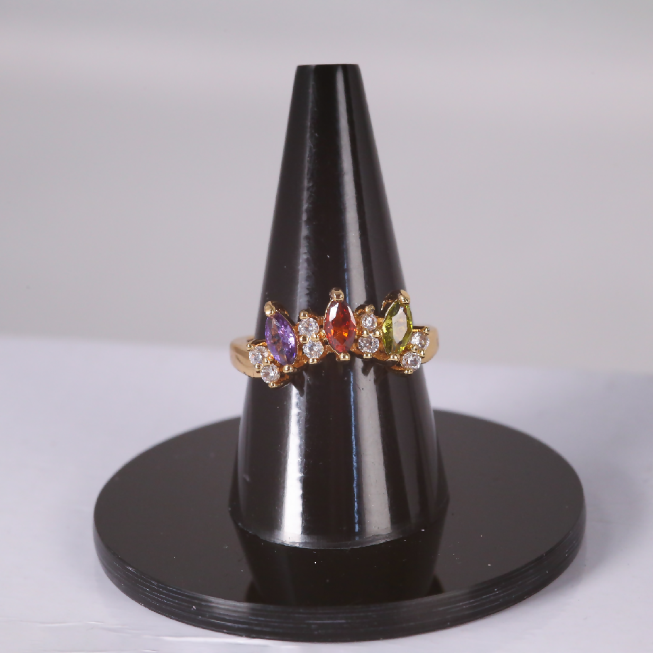 Gold-Plated Marquise Stone Ring with Crystal Clusters