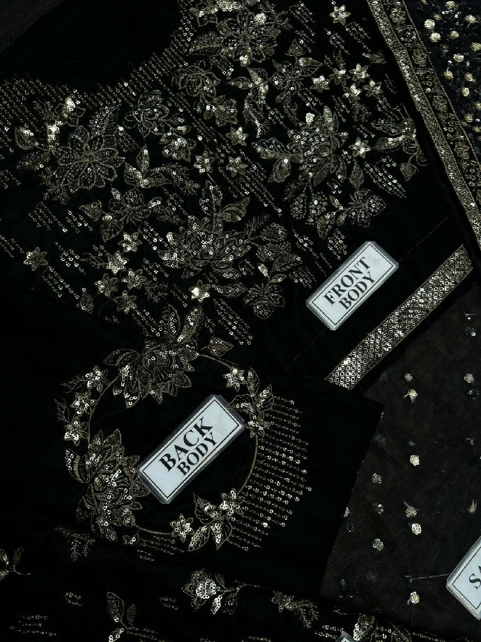 JAZMIN special Net Saree with Velvet body and sleeves with satin silk trousers