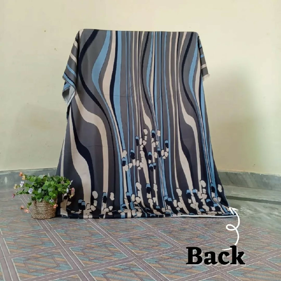 3-Piece Imported Viscose Suit – Grey & Blue Floral Unstitched Winter Wear