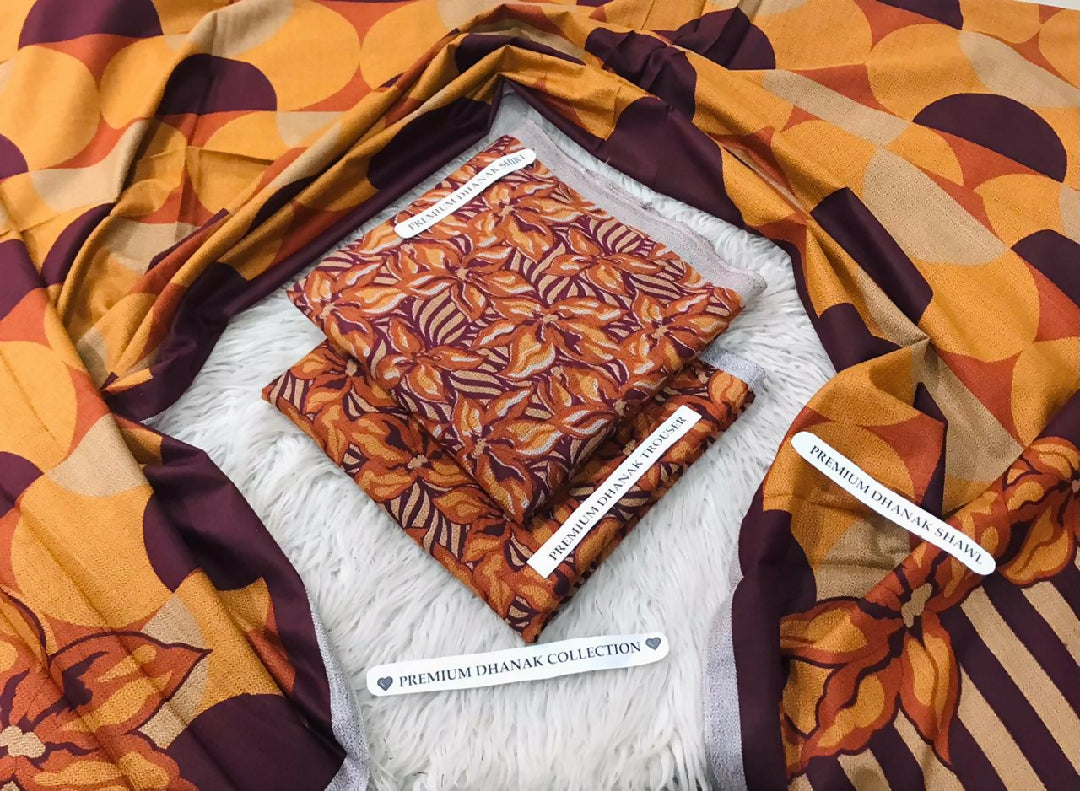 Marina dhanak printed suit 3piece