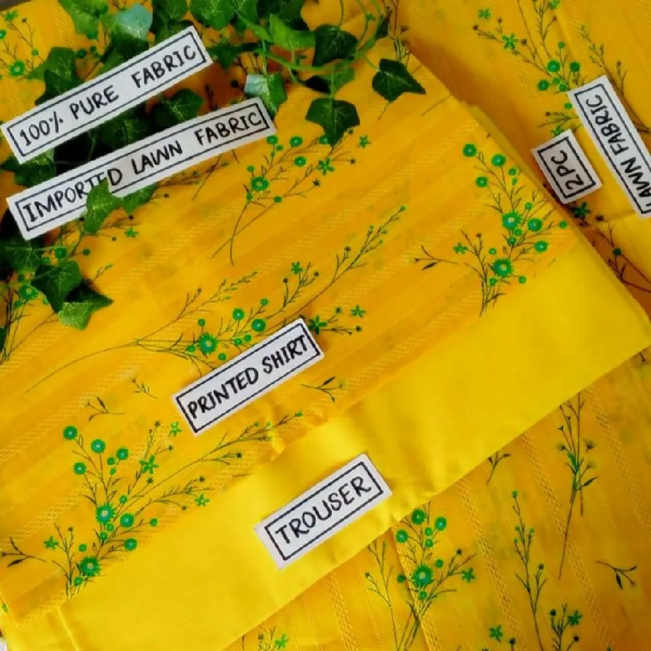 Mustard Elegance – 2-Piece Unstitched Imported Lawn Suit