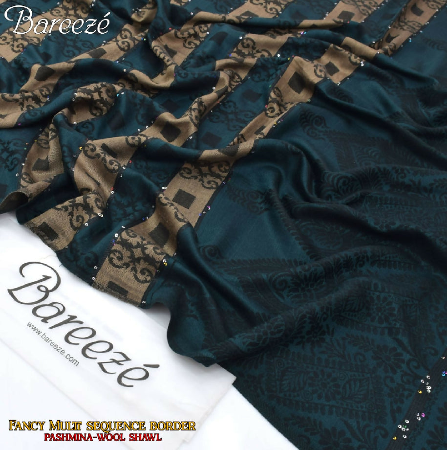 Soft Pashmina Multi Fancy Sequence Pure Wool Shawl