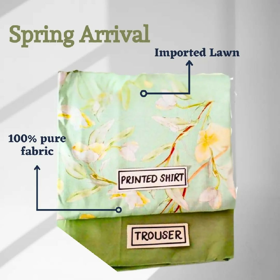 Lemongrass Glow – 2-Piece Unstitched Imported Lawn Suit