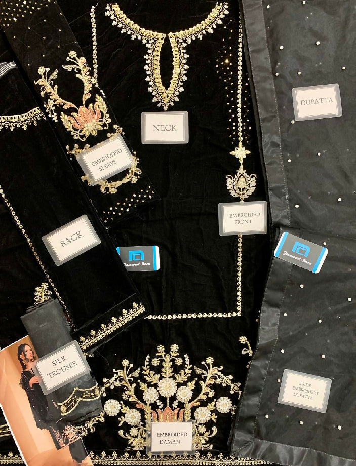 Luxury heavy Embroidered Black Velvet Collection