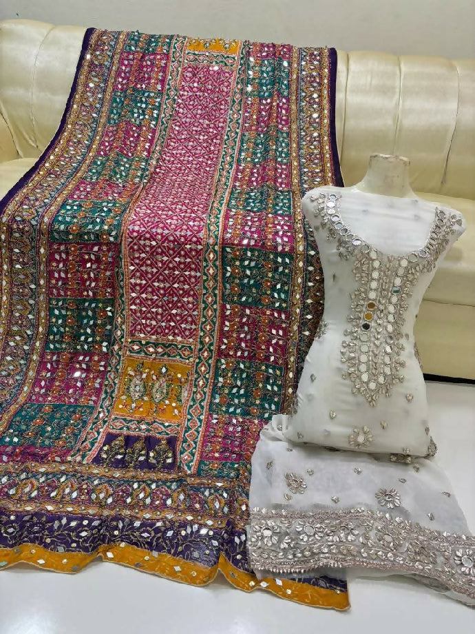 Gotta mirror work suit with kamdani duppta