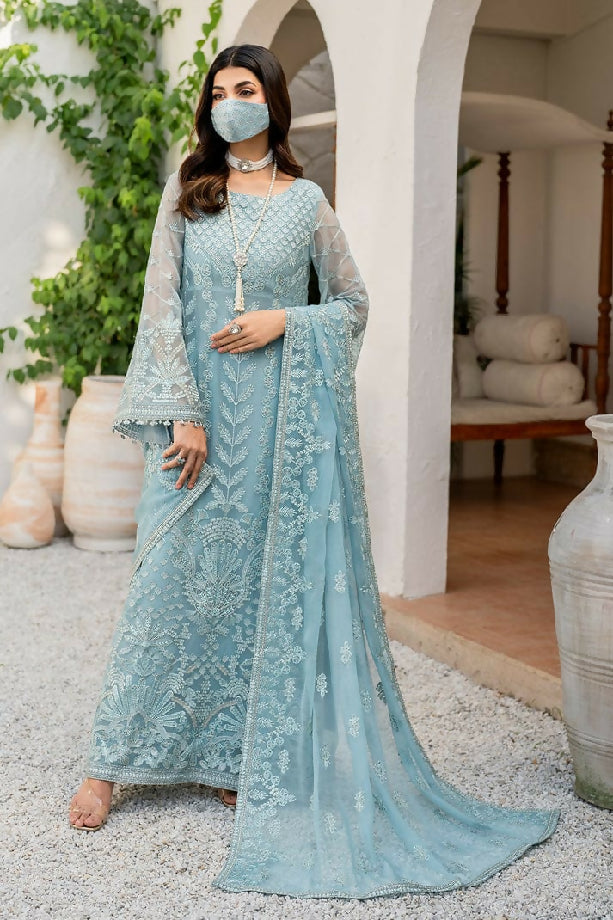 Maxi sky blue beautiful unstitched maxi for party wear and any function etc