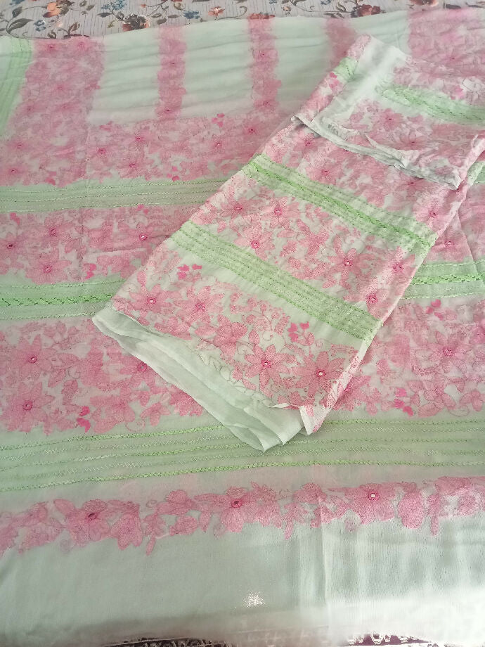 2piece bamber shafoon suit kacha kaam with tarkashi