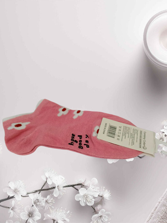 Trendy Flower Pattern Ankle Socks (Pack of 2)