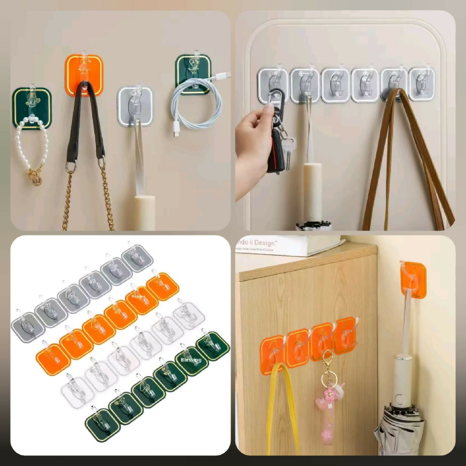 *Modern Design Self-adhesive 6 Hook Stripe (Random Colours)