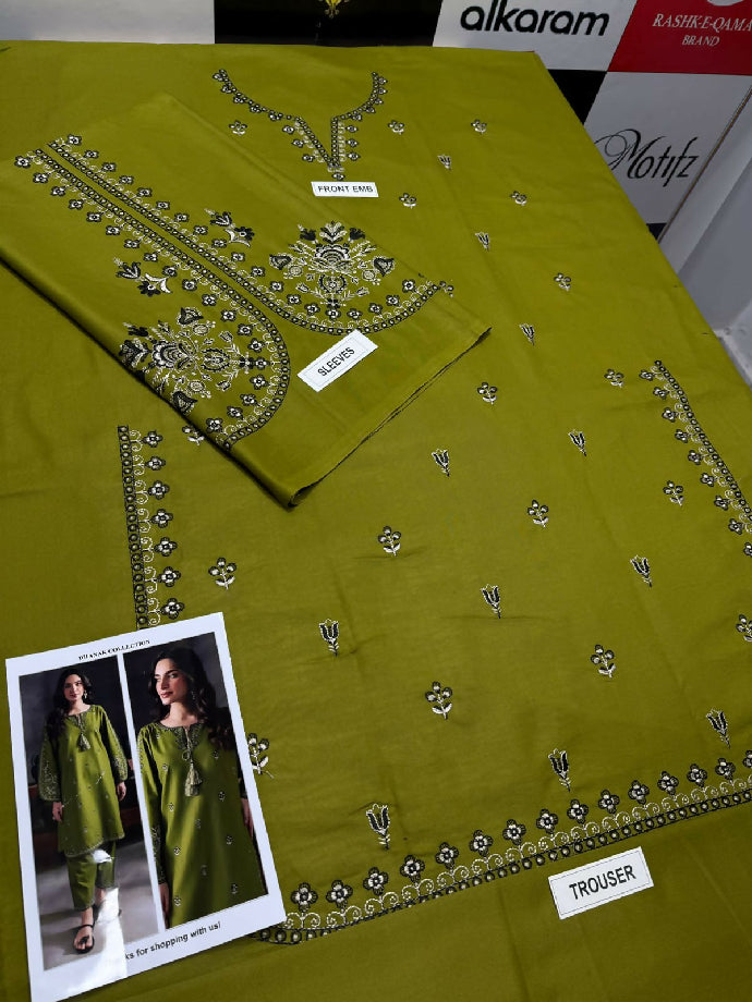☑️ *Dhanak Embroidered 2pc*✨ ☑️ *Dhanak Fabric* ☀️ ☑️ *Front & Sleeves Embroidered*