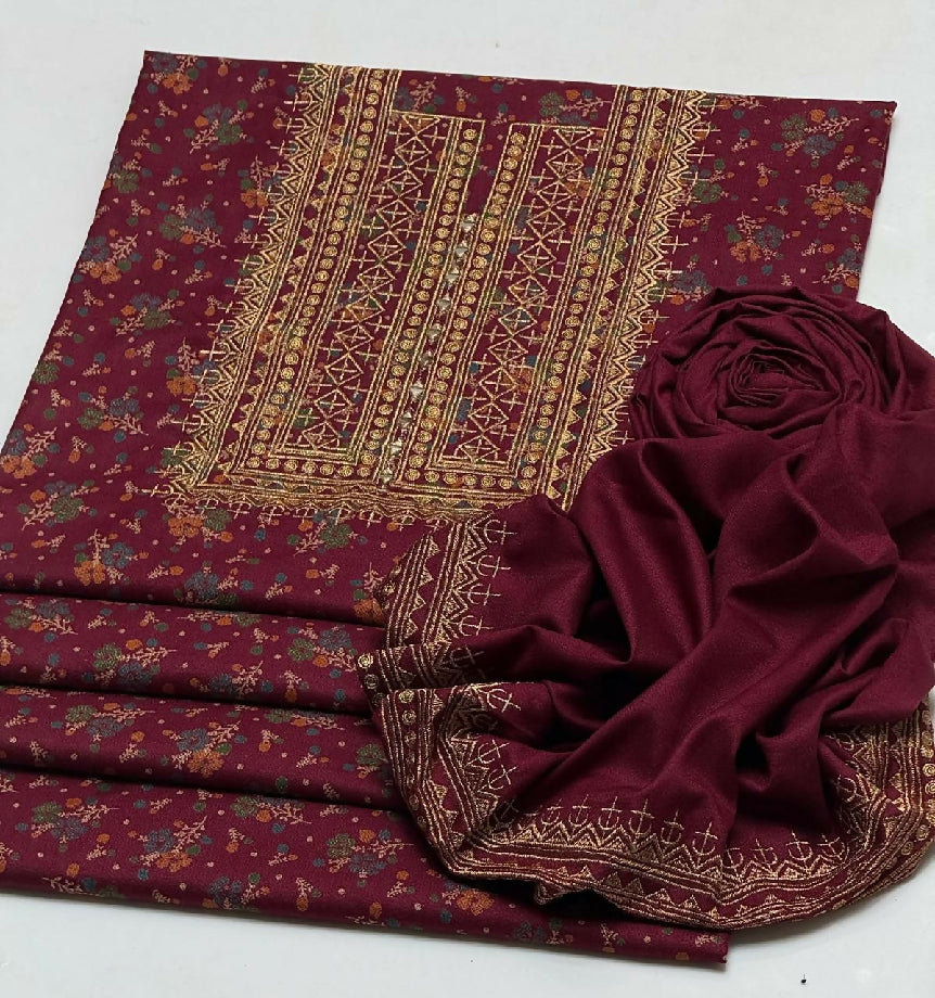 2 piece embroidered dhanak