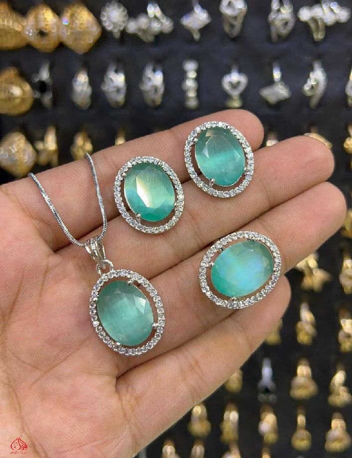 ???A.D Indian Full Zarcon Sliver Steel Polish Combo Set With Ring ? Adjustable Size Best High ]