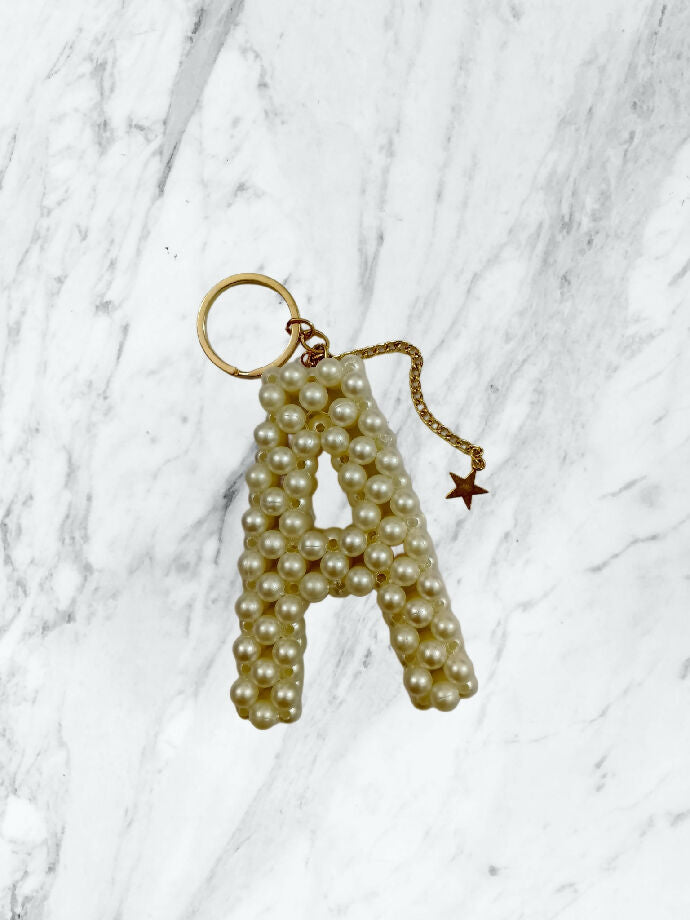 A–Z Pearl Beaded Alphabet Keychain / Bag Hanging