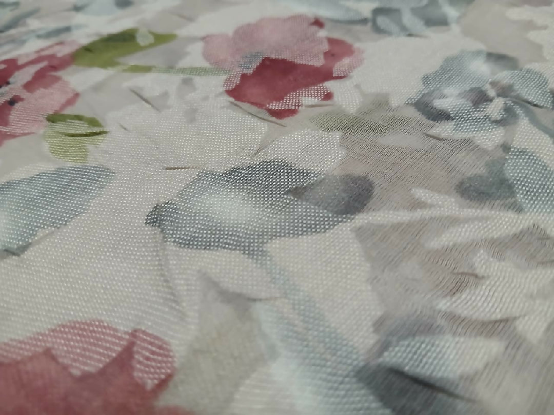 Elegant Floral Print Poly-Blend Net/Georgette Style Fabric (Imported Casual Wear Material)