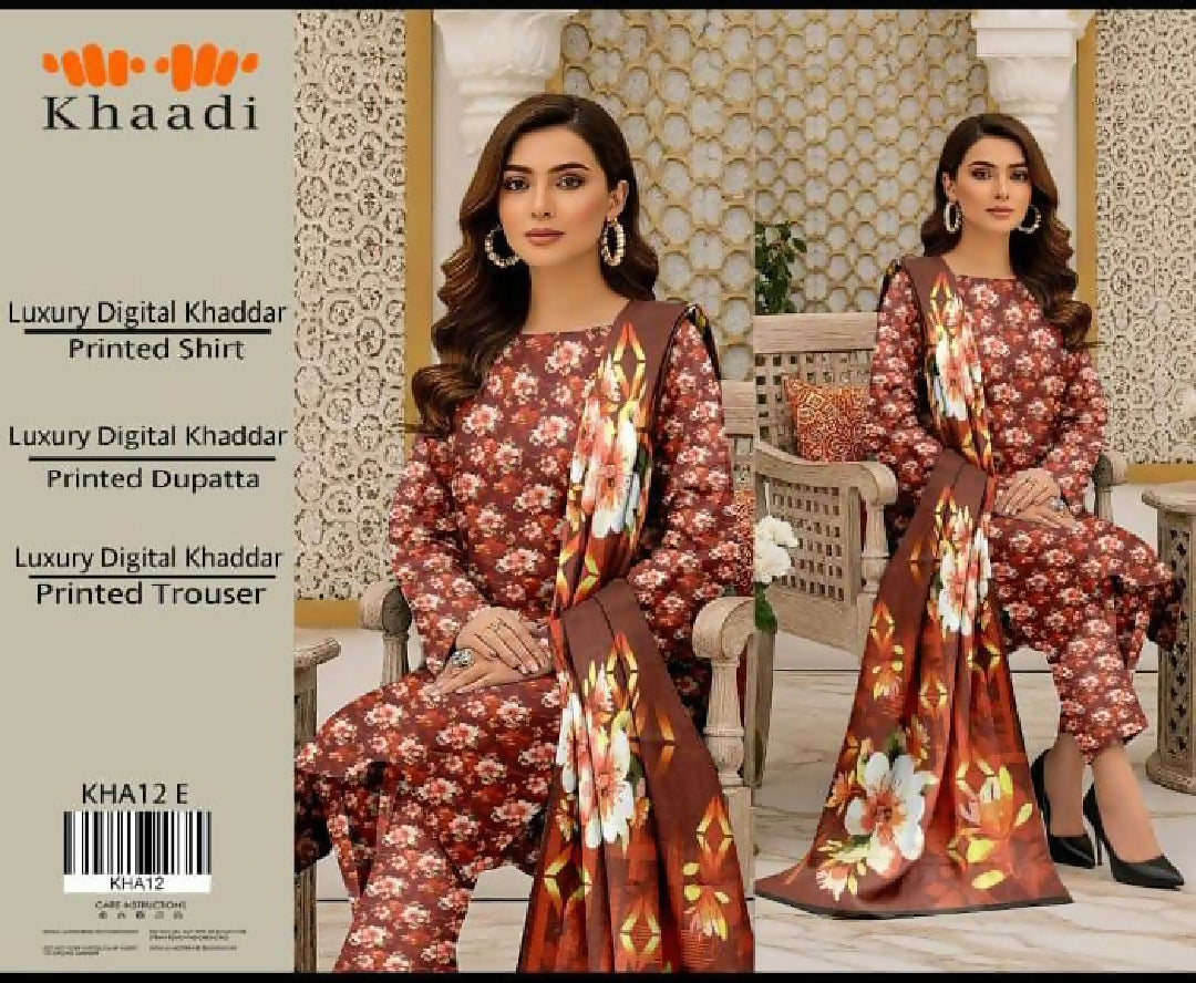 Khaadi luxury digital khaddar printed 3 pc