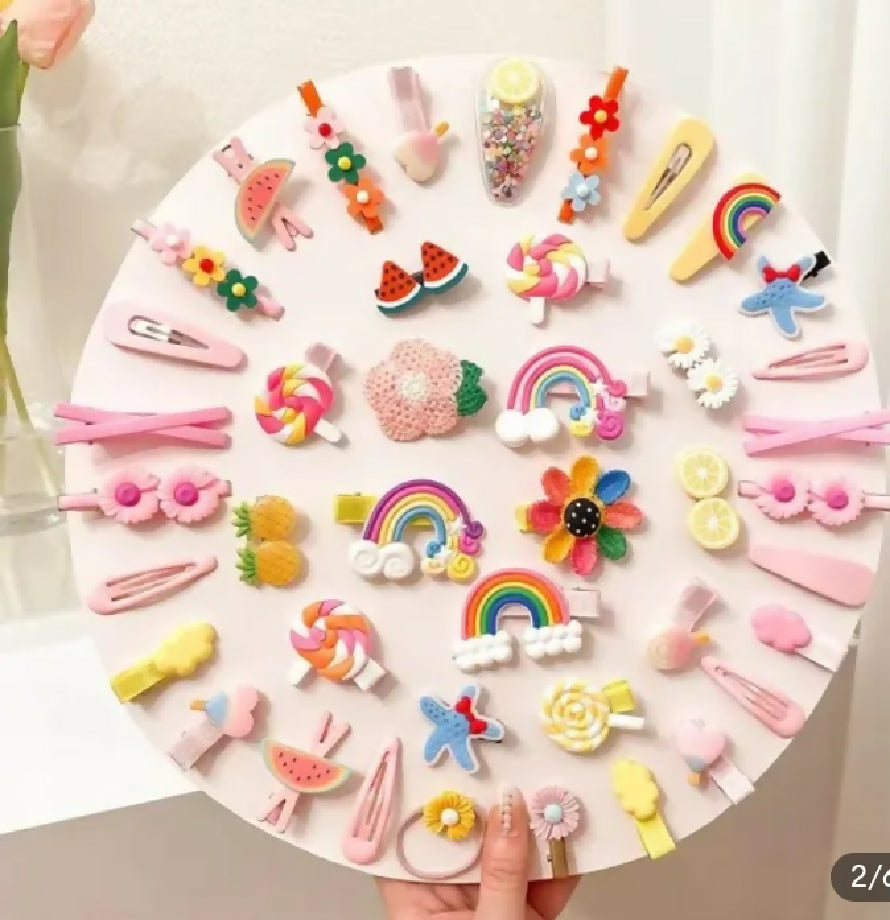 14Pcs cartoon baby hair clip set flower fruit baby girl