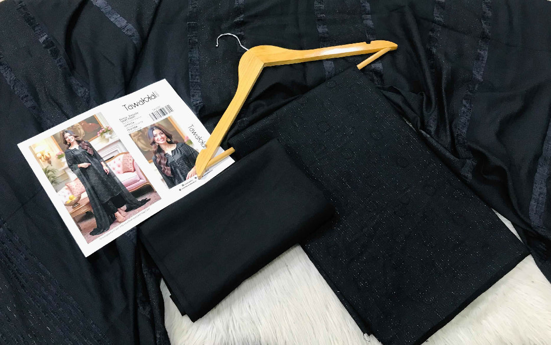 Tawakal Brand – Danak Marina Self Brosha Shirt with Velvet Jacquard Shawl