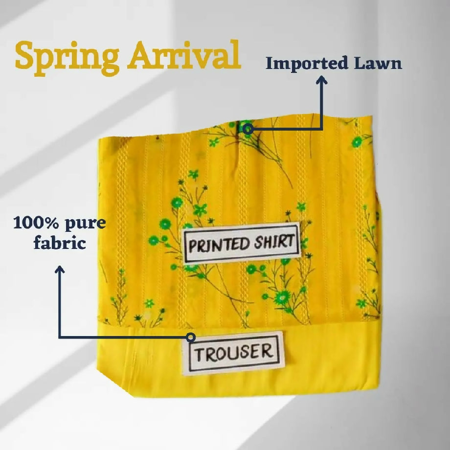 Mustard Elegance – 2-Piece Unstitched Imported Lawn Suit