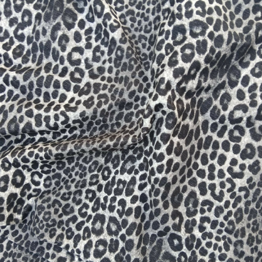 Black & White Leopard Print Jersey Fabric (Imported Suit Piece)