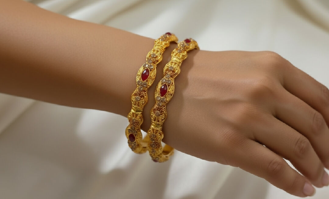 Golden Kary With Ruby Stone