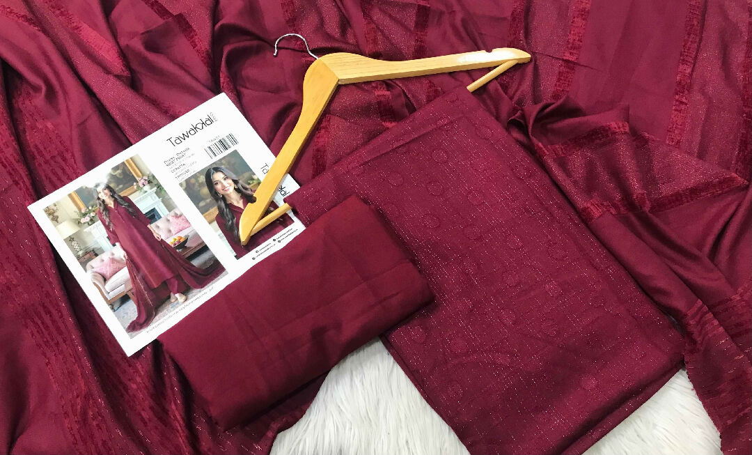 Tawakal Brand – Danak Marina Self Brosha Shirt with Velvet Jacquard Shawl