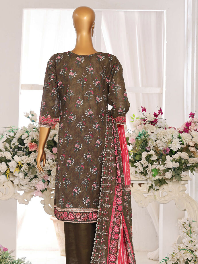 Unstitched embroidered slub khaddar 3 piece