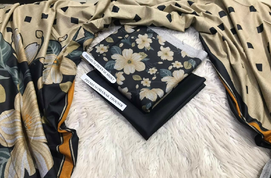 Marina dhanak printed suit 3piece